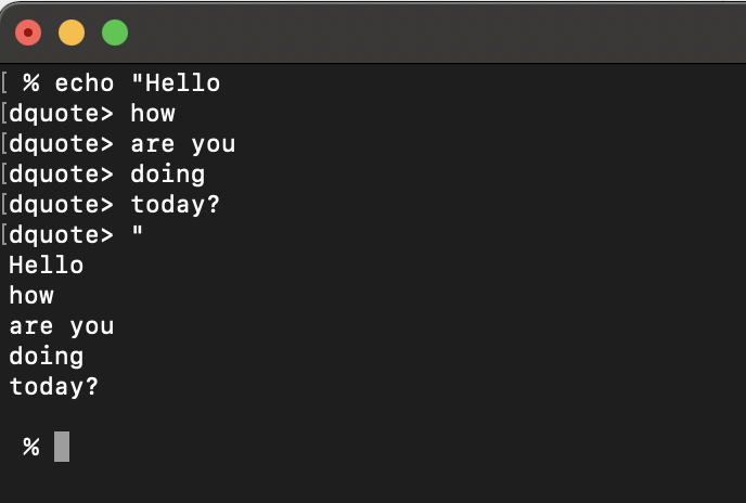 exiting dquote prompt terminal